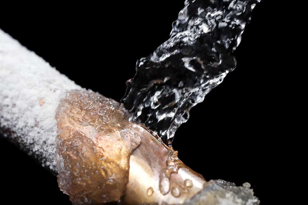 Water Damage from Burst Pipes - Water Damage Restoration 1 Frozen pipe the burst open and is leaking water