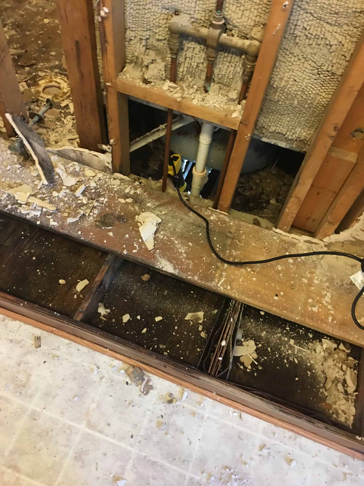 What Does Water Damage Do to Your Home? | WCC 2 Brushes, rubber gloves, and cleaning supplies to clean a home for the holidays